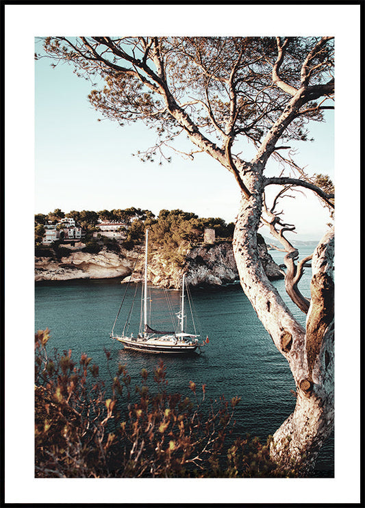 Yacht In Bay Poster