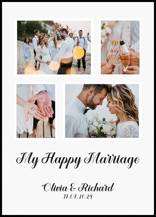 My Happy Marriage, Personalized Wedding Photo Collage Poster
