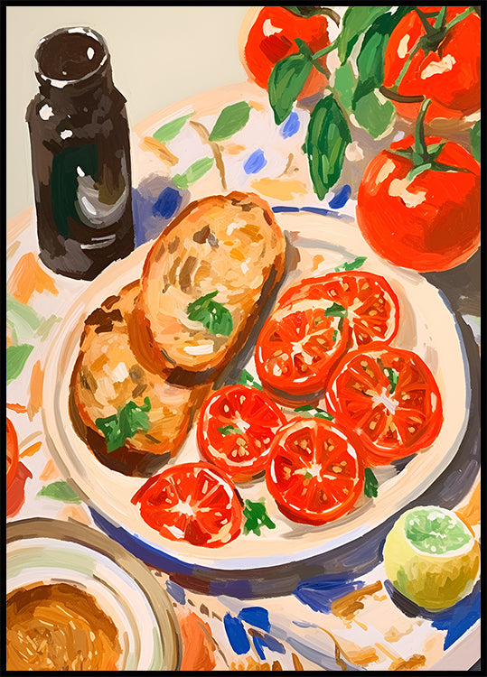 Tomatoes and Toast, Mediterranean kitchen Poster