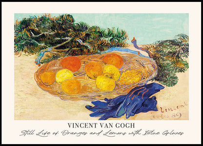 Still Life of Oranges and Lemons with Blue Gloves Poster