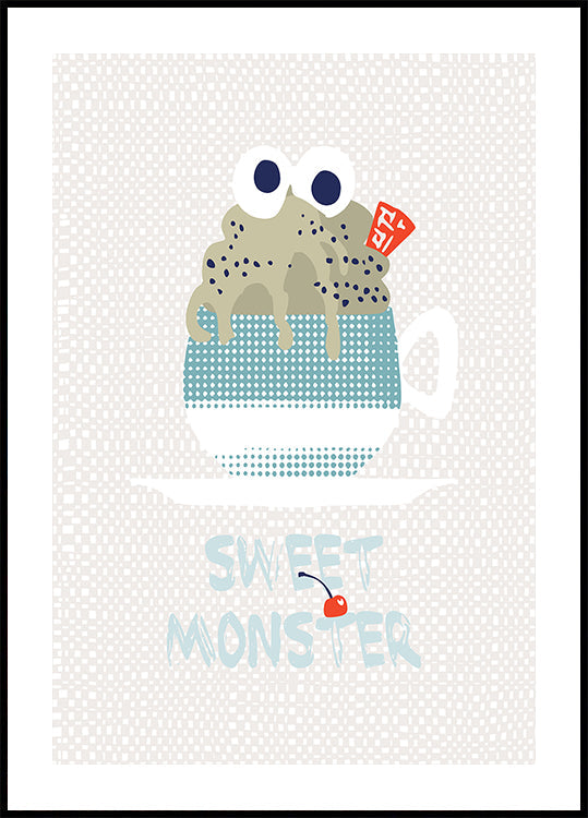 Sweet monster cupcake mint Poster