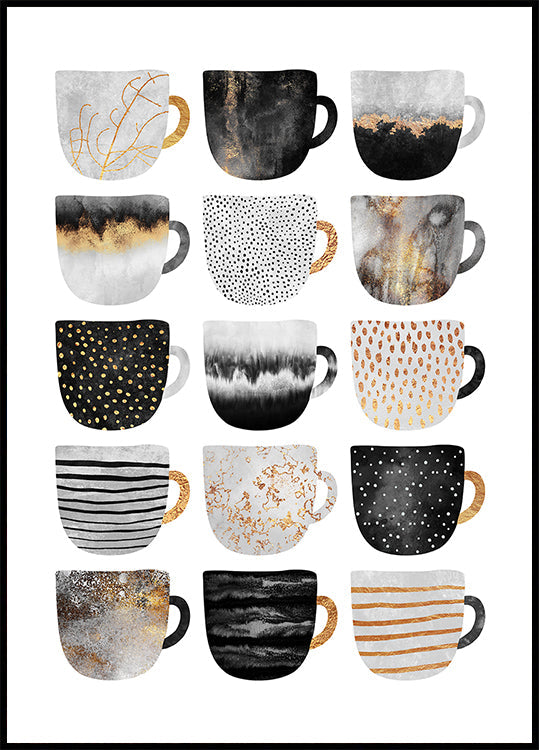 Pretty Coffee Cups Poster