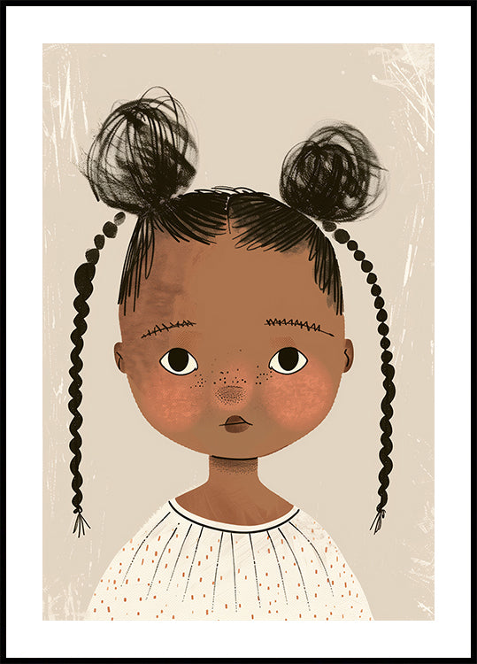 Black girl With Buns And Bra Poster