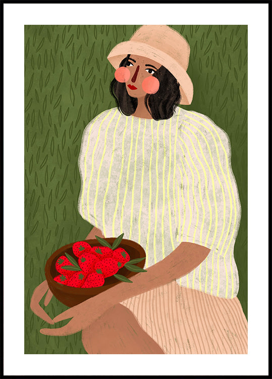 Woman with Strawberries Poster