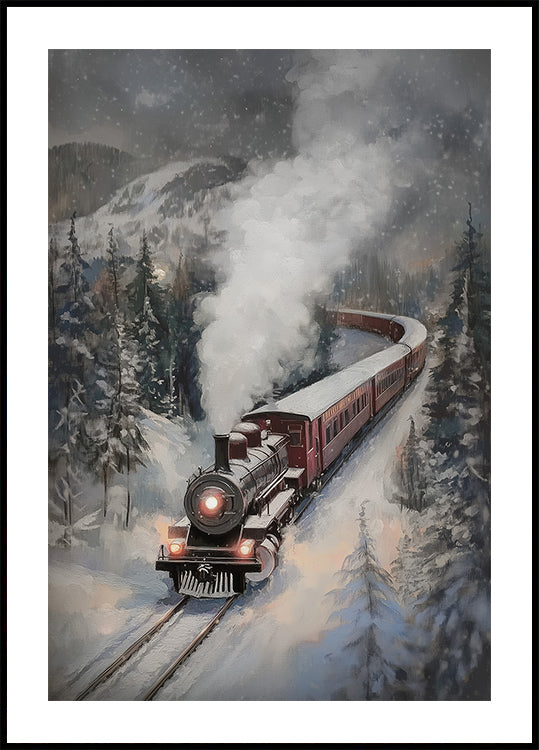 Snowfall Steam Train Poster