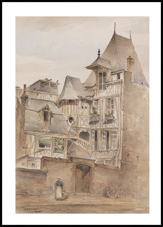 Street Scene With Medieval Houses By Arnold W. Brunner Poster