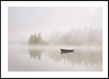 Boat in A Foggy Lake Poster