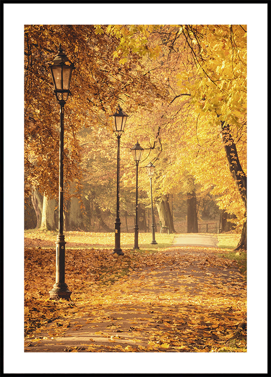 Golden Autumn Park Path Poster