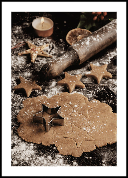 Festive Gingerbread Baking Scene Poster