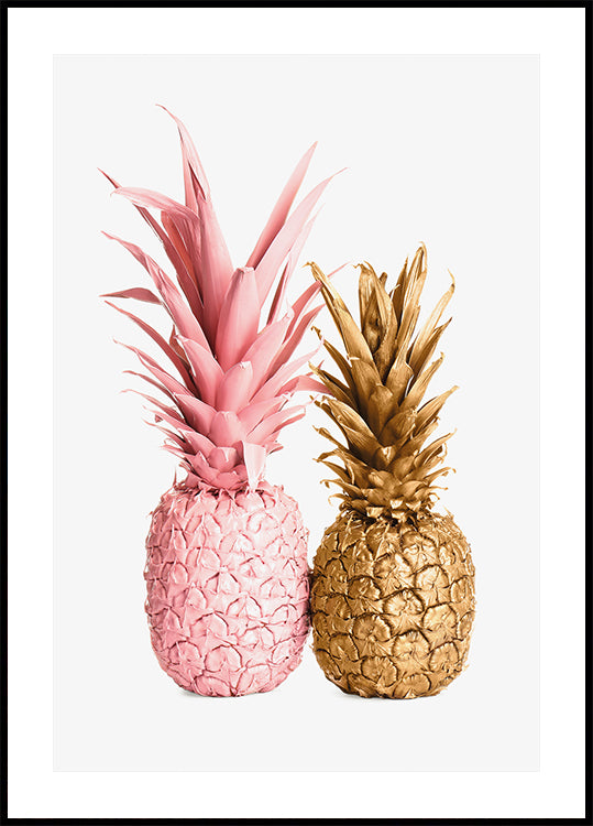 Gold and Pink Pineapple Duo Poster