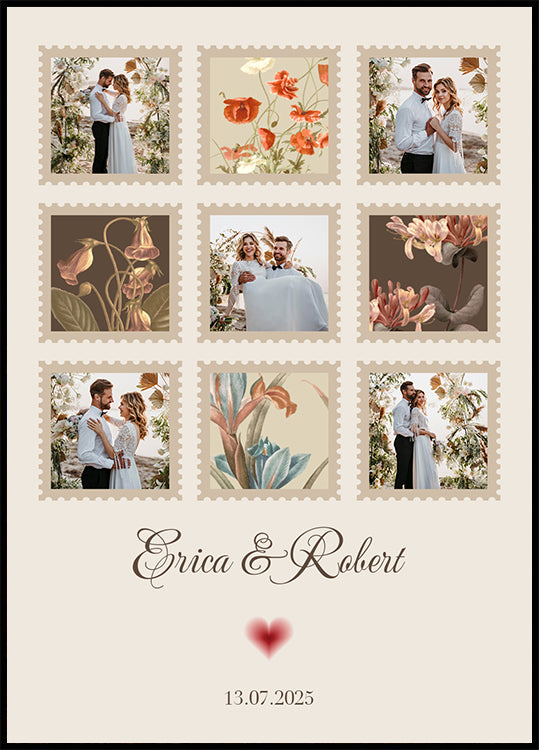 Elegant Wedding Photo Collage Personalized Poster