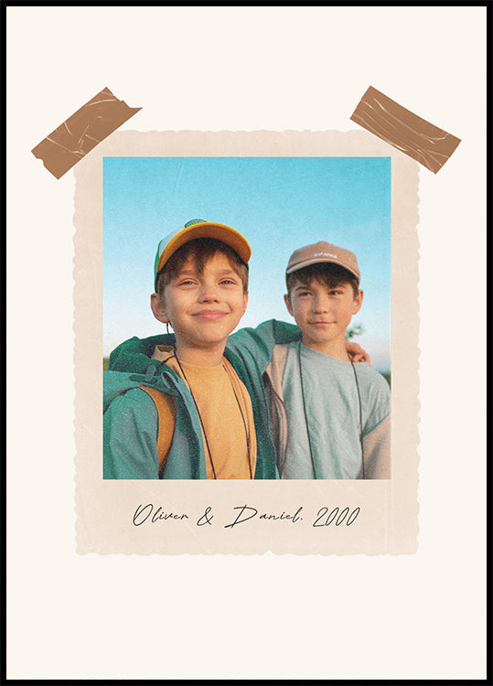 Vintage Childhood, Personalized Sibling Memory Print Poster