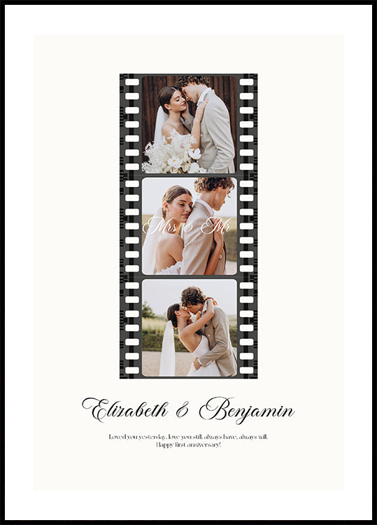 Romantic Wedding Film Strip, Mr and Mrs Poster