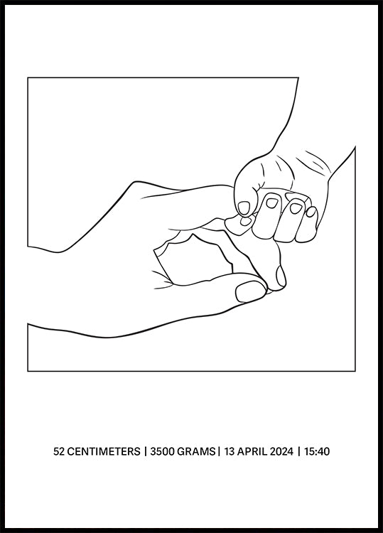 Holding Hands Birth, Minimalist Baby and Parent Line Art Poster