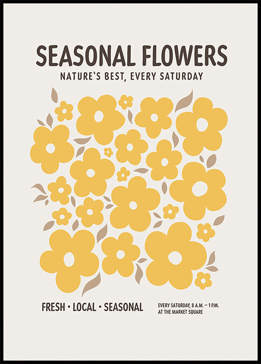 Farmers Market Flowers Yellow Poster