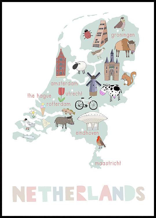 The Netherlands Illustration by Artist Carla Daly Poster