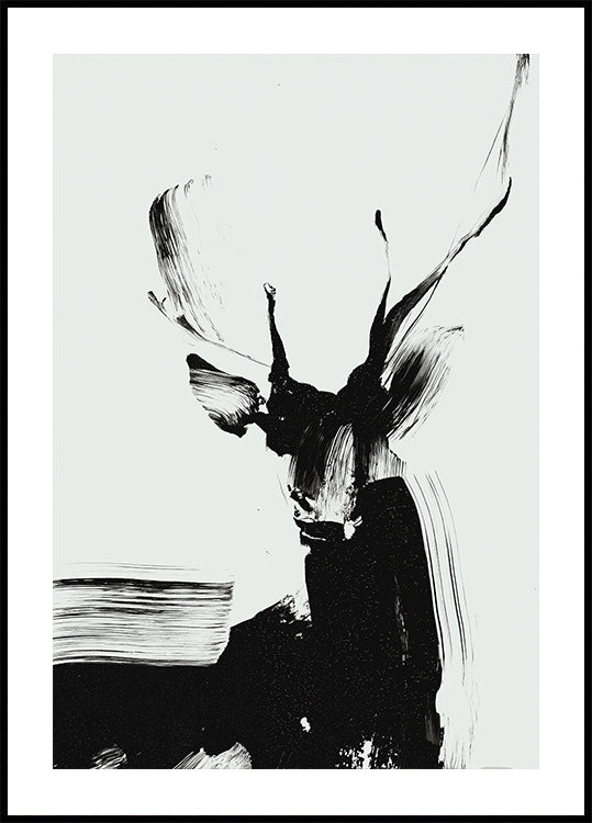 Brushstroke Deer I Poster