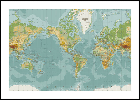 Physical World Map Poster