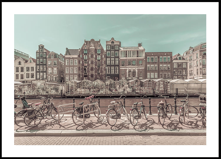 AMSTERDAM Singel Canal with Flower Market | urban vintage style Poster
