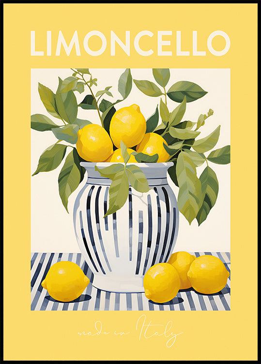 Limoncello Lemons Print, Italian Citrus Art, Yellow Gallery Wall Poster