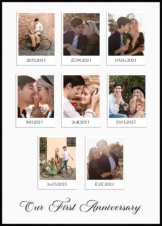 Couple Polaroid Memories, 8 Photo Collage Poster