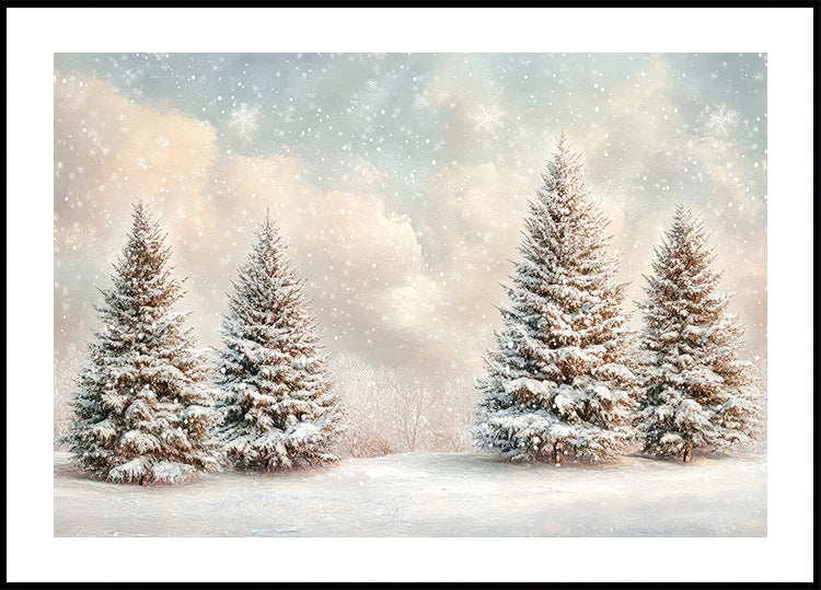 Winter Snowy Pines Poster