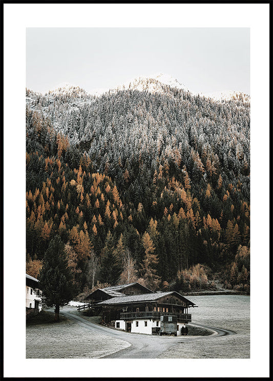 Buildings In Front Of Mountains Poster