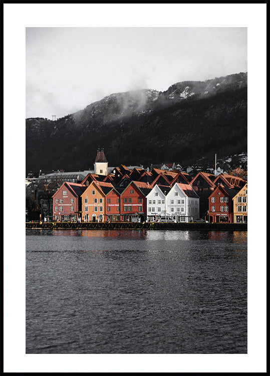 View Of Bryggen, Norway Portrait Poster