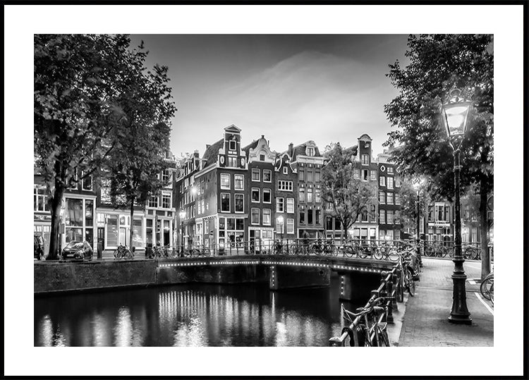 AMSTERDAM Idyllic impression from Singel - Monochrome Poster