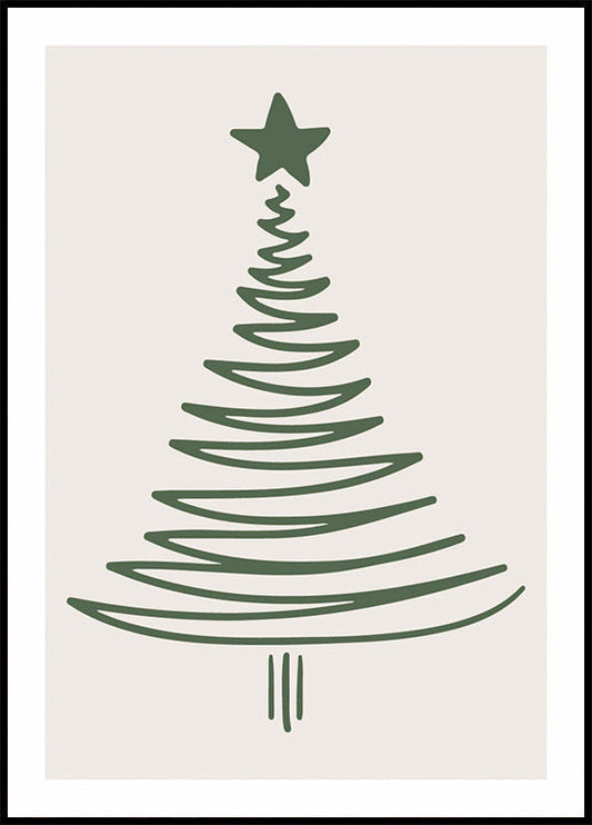 Christmas Tree Line Art Poster