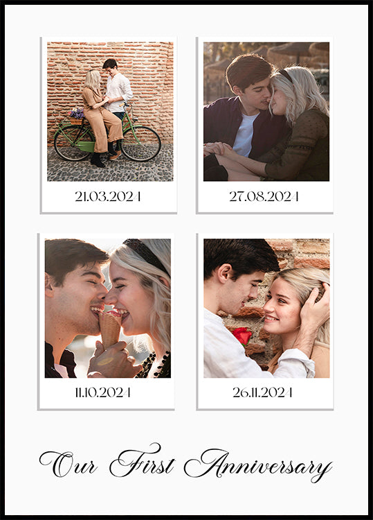 Couple Moments Photo Collage, 4 Polaroid Style Prints Poster