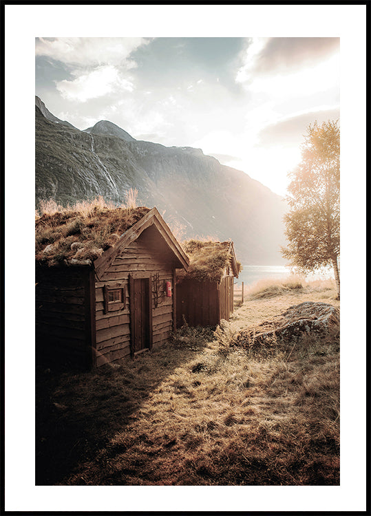 Houses At Sunset In Lovatnet Poster