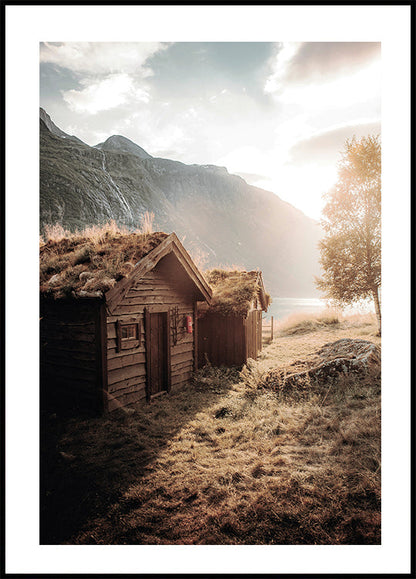 Houses At Sunset In Lovatnet Poster