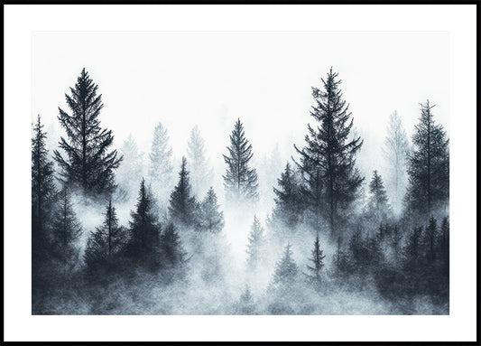 Watercolor Forest in Deep Mist Poster