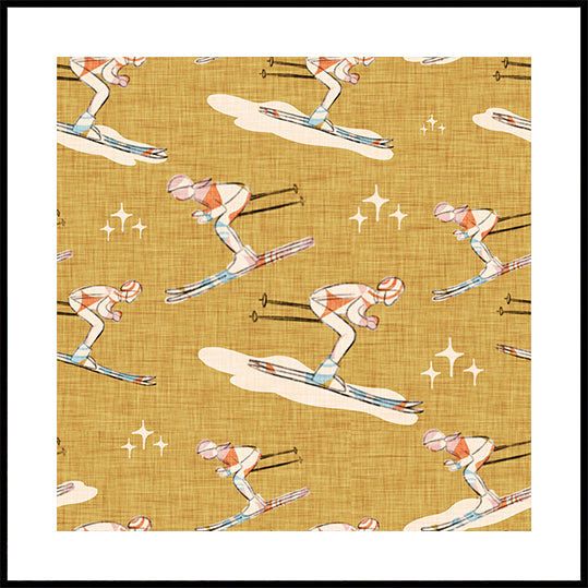 Winter Sports   Retro Vintage Ski Blue Poster