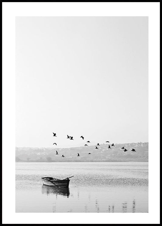 Birds Over Lake Poster