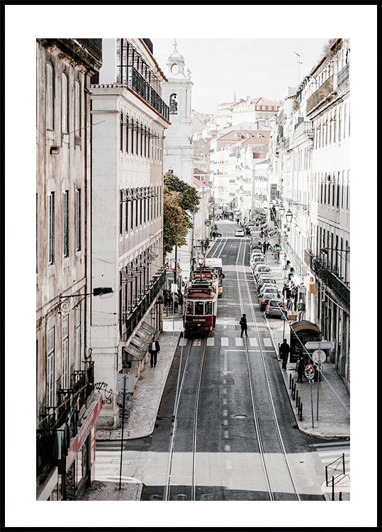 Lisbon Street With A Train Poster