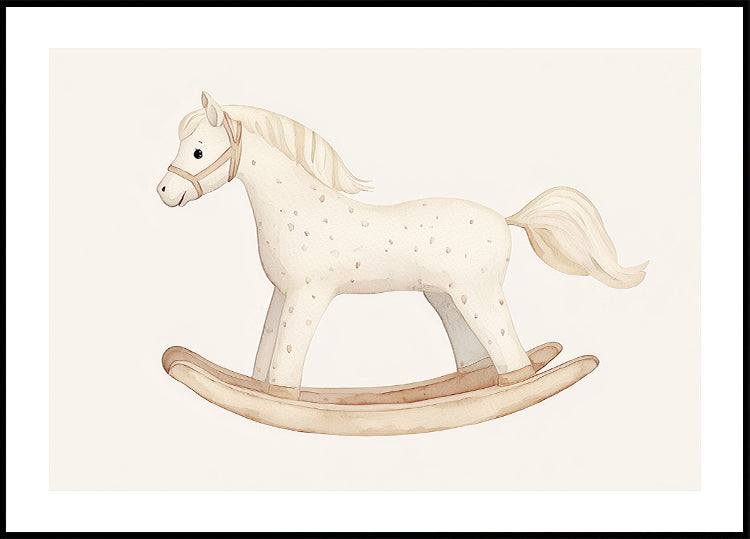 Rocking Horse, Vintage Toy, Minimalist Nursery Wall Art Poster