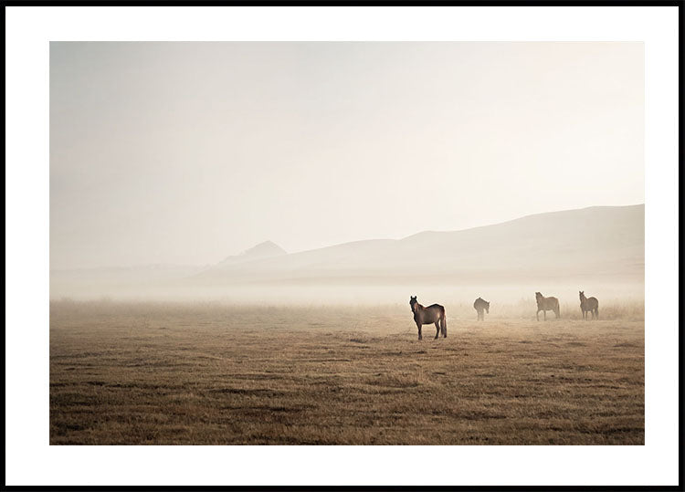 Horses in The Fog Poster