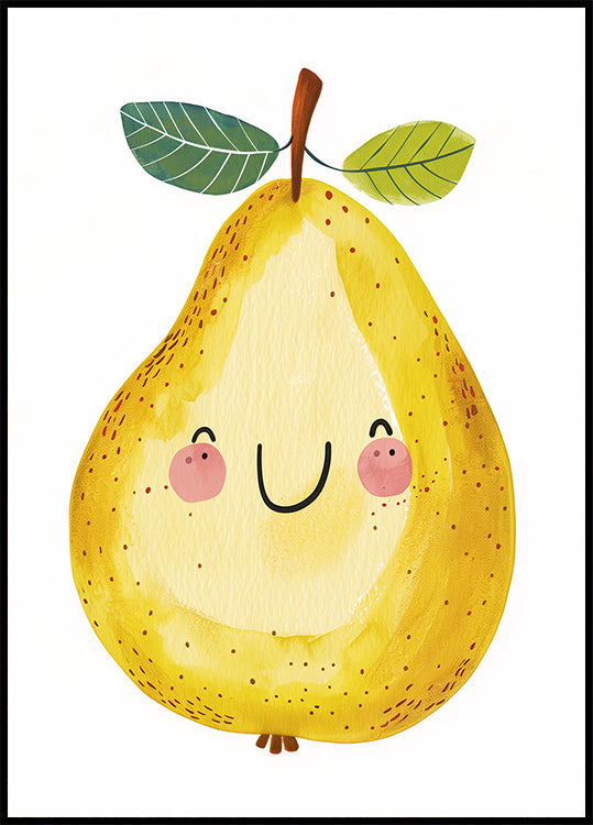 Smiling Yellow Pear Poster
