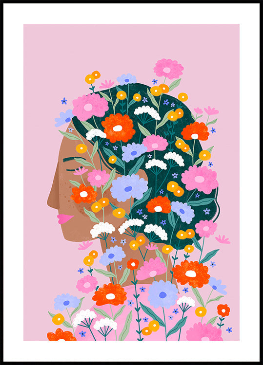 Colourful Flower Lady Poster