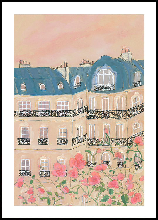 Sunset Over Paris Buildings