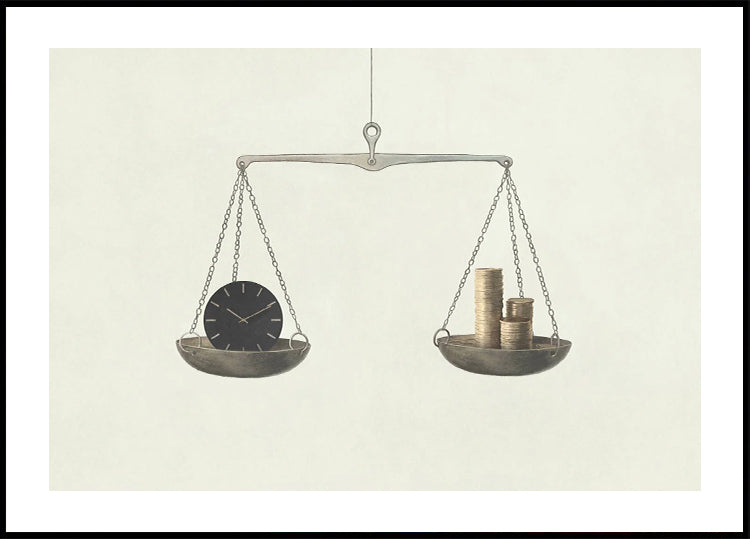Time or Money, surreal balance scale Poster