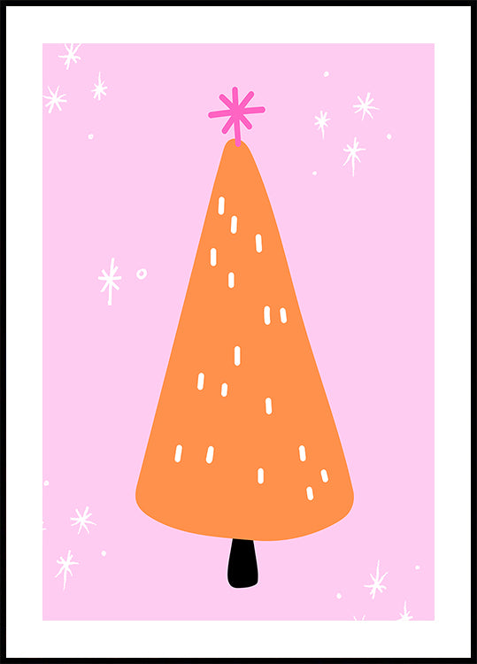 Orange Tree with pink and stars Poster