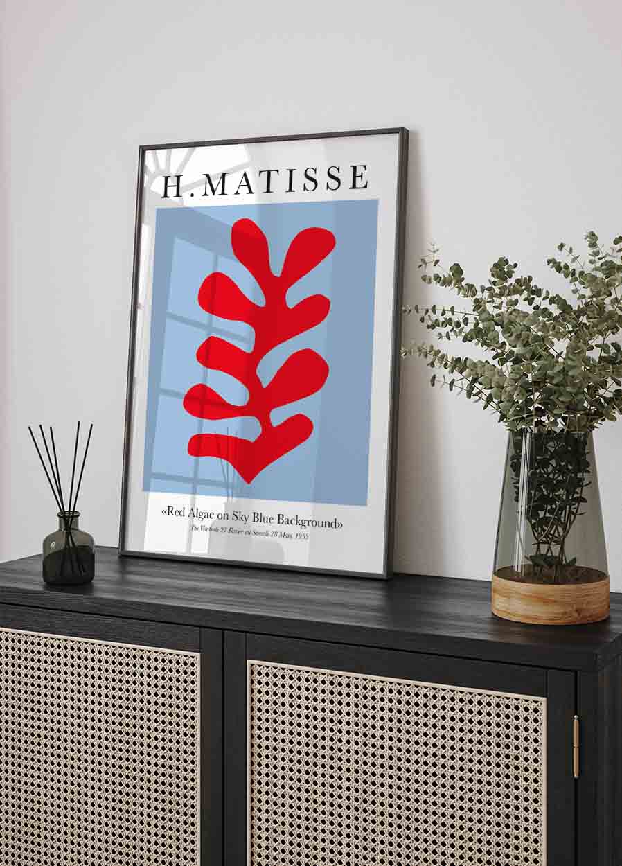 H. Matisse Red Algae on Sky Blue Background Poster