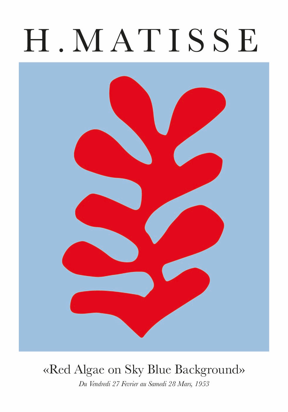 H. Matisse Red Algae on Sky Blue Background Poster