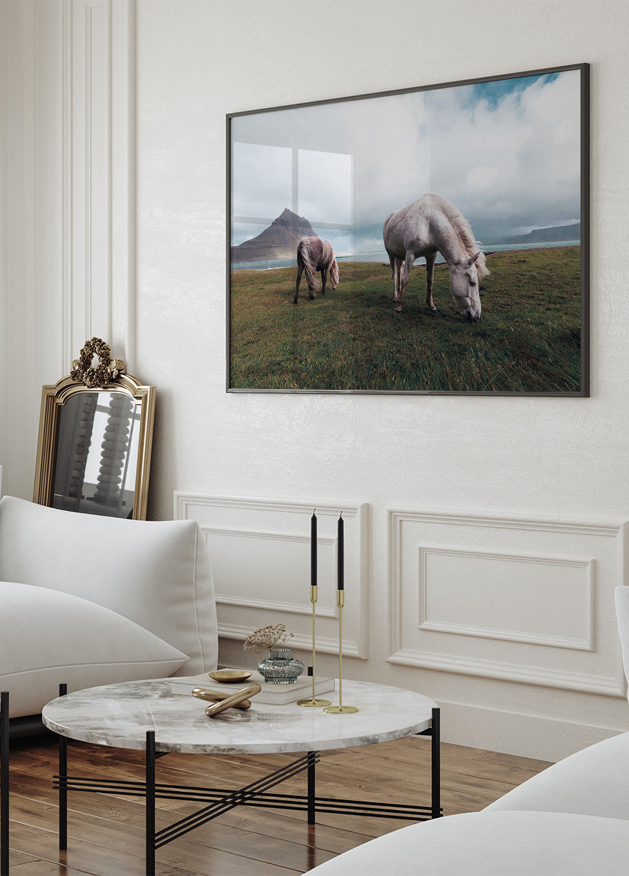 Horses by A Lake Poster