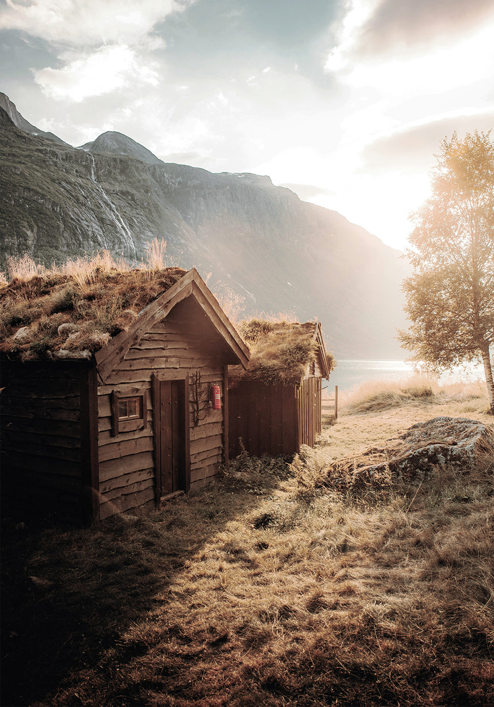 Houses At Sunset In Lovatnet Poster