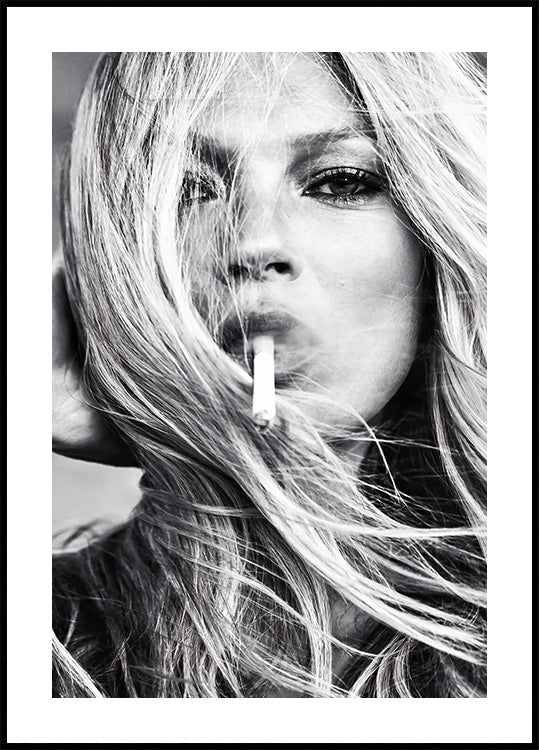 Kate Moss Smokes Cigarette Poster