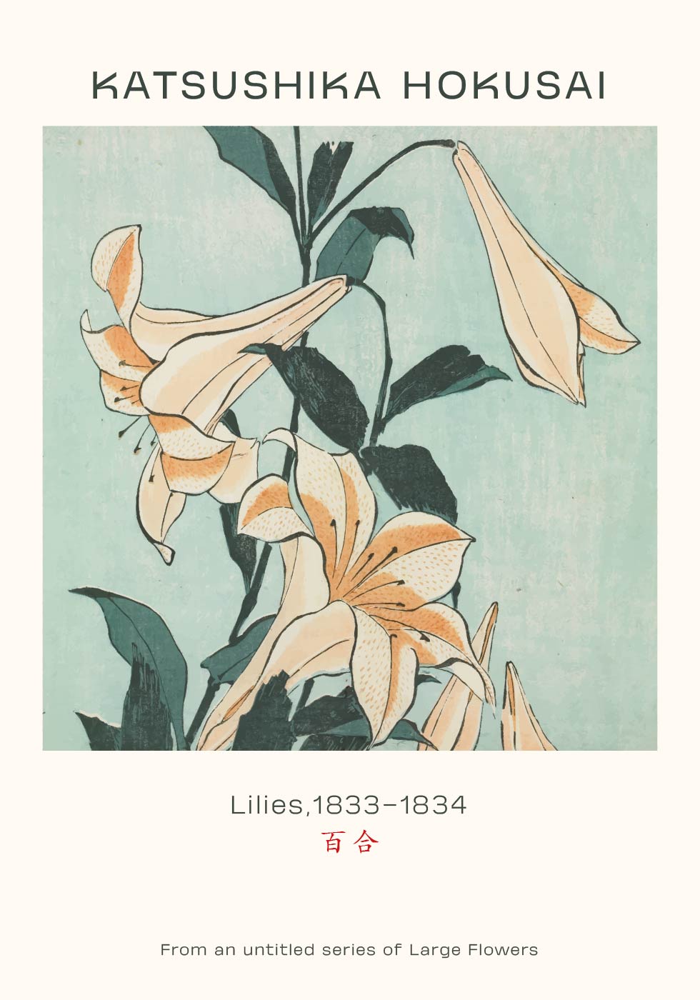 Katsushika Hokusai - Lilies Poster